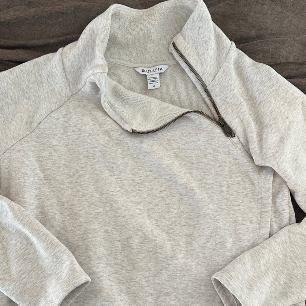 Athleta Heather Oatmeal Half-Zip Pullover
